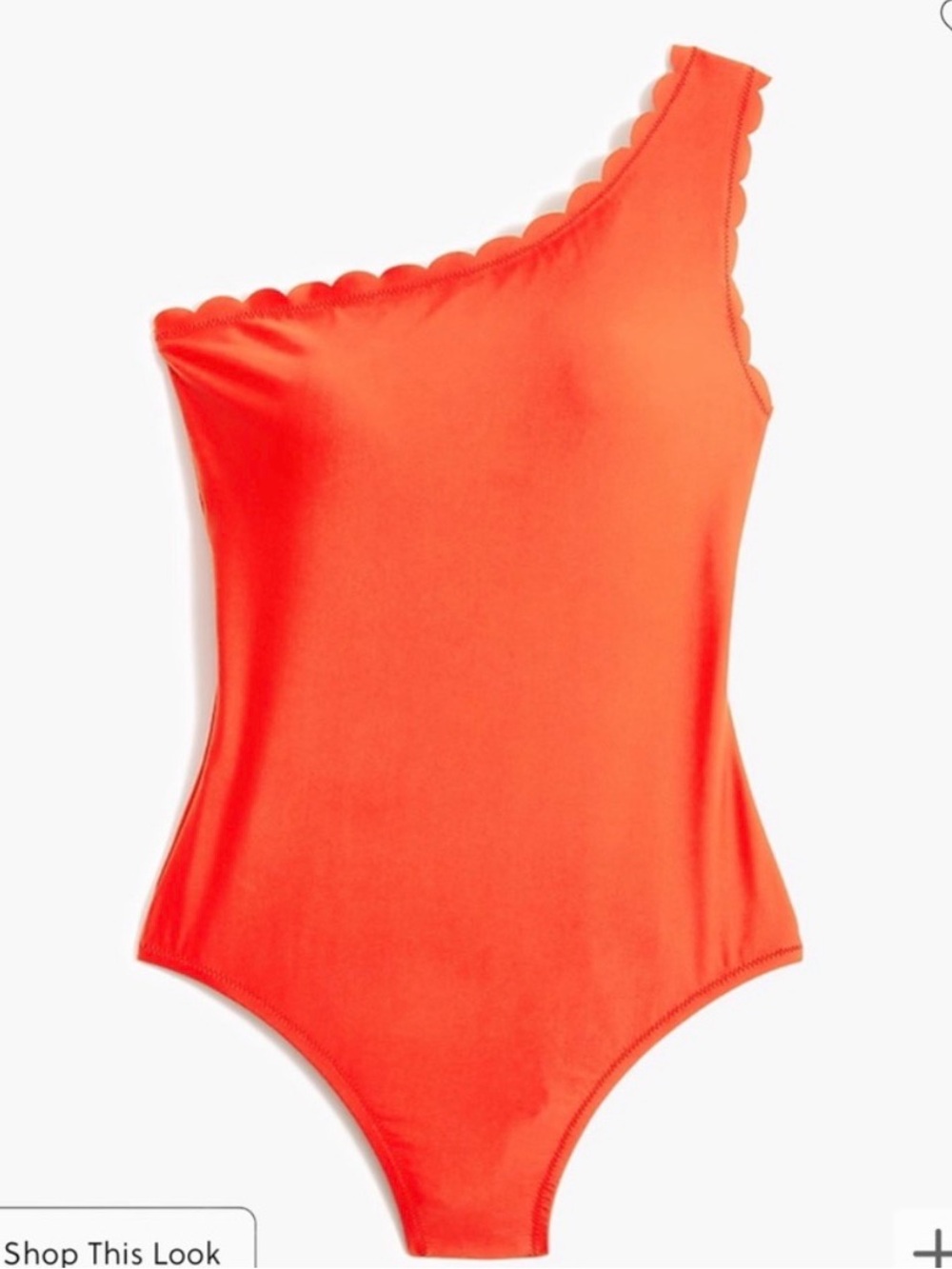 Jcrew red scalloped one piece